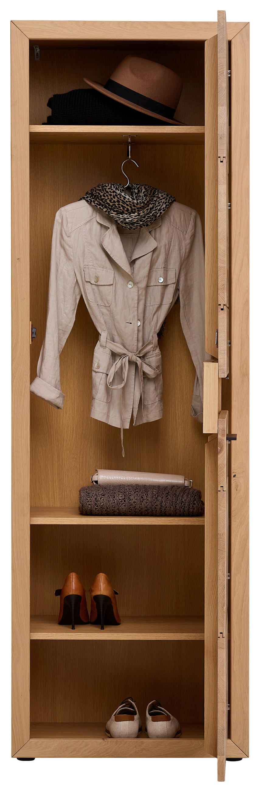 GARDEROBENSCHRANK  in 63,8/199/40 cm  - Eichefarben/Schwarz, KONVENTIONELL, Holz/Metall (63,8/199/40cm) - Linea Natura