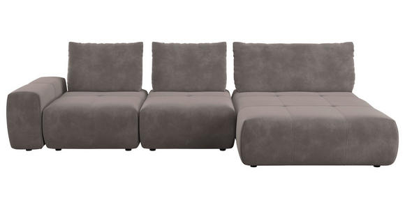 ECKSOFA in Velours Braun 347/174 cm - Schwarz/Braun, Design, Kunststoff/Textil (347/174cm) - Xora