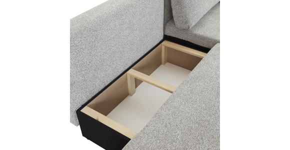 ECKSOFA Grau Flachgewebe Zierkissen, Rückenkissen, Bettkasten, Schlaffunktion, Rücken echt, Liegefläche im Originalstoff  - Schwarz/Grau, KONVENTIONELL, Kunststoff/Textil (260/145cm) - Carryhome