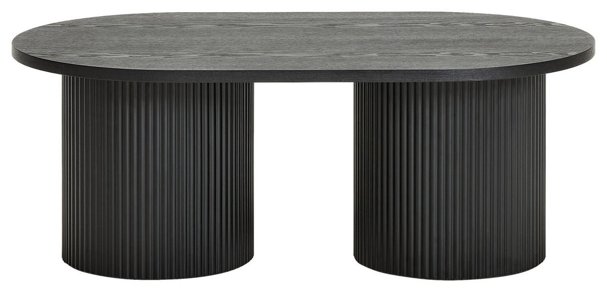 COUCHTISCH Eiche, Pappel furniert oval Schwarz  - Schwarz, Design, Holz/Holzwerkstoff (120/45/70cm) - Livetastic