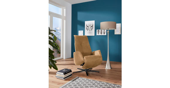 RELAXSESSEL in Leder Honig, Currygelb - Currygelb/Anthrazit, Design, Leder/Metall (71/114/84cm) - Johann Jakob