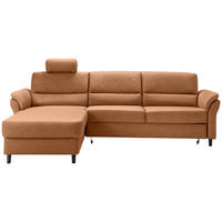 ECKSOFA in Lederlook Cognac  - Cognac/Schwarz, Modern, Holz/Textil (176/279cm) - Livetastic