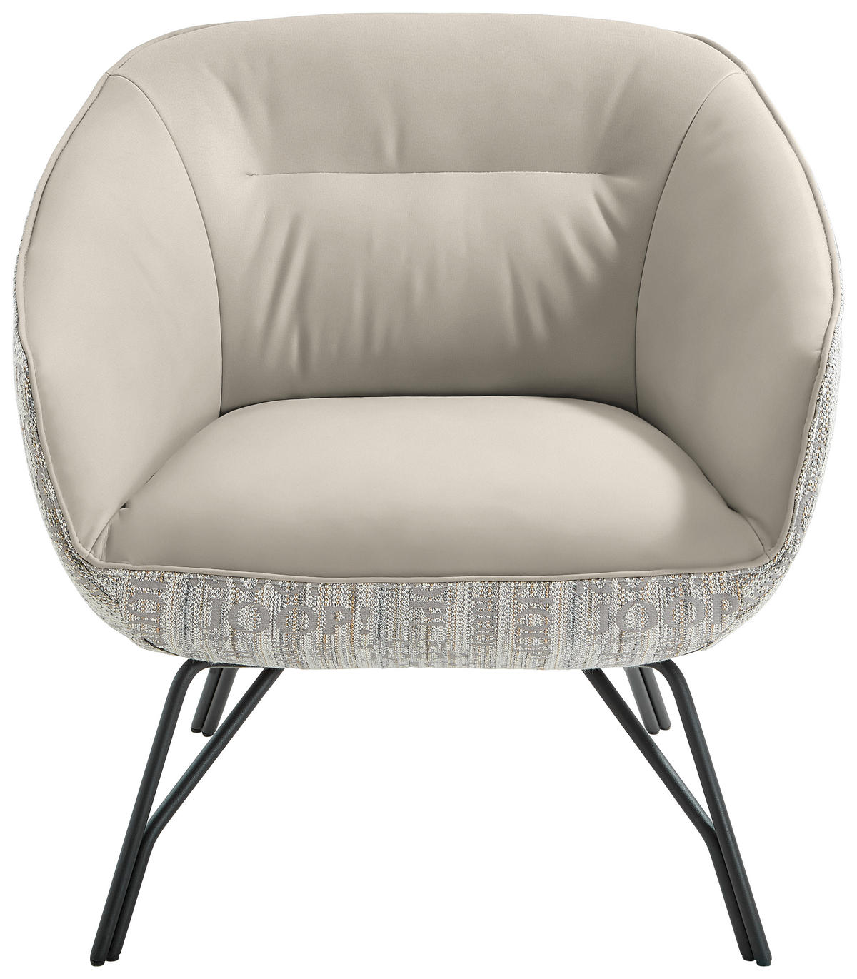 COCKTAILSESSEL - Ecru/Anthrazit, Design, Leder/Textil (76/80/73cm) - Joop!