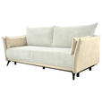 SCHLAFSOFA  mit Liegefunktion, Rücken echt Cord, Flachgewebe Creme, Weiß  - Creme/Schwarz, KONVENTIONELL, Textil/Metall (223/72/100cm) - Carryhome