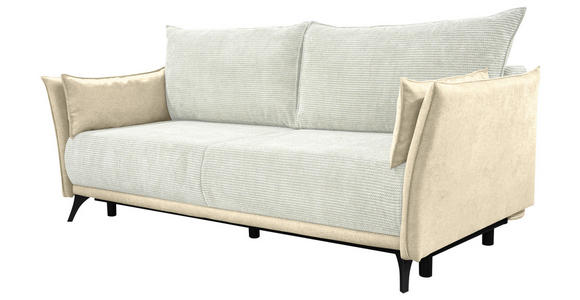 SCHLAFSOFA  mit Liegefunktion, Rücken echt Cord, Flachgewebe Creme, Weiß  - Creme/Schwarz, KONVENTIONELL, Textil/Metall (223/72/100cm) - Carryhome
