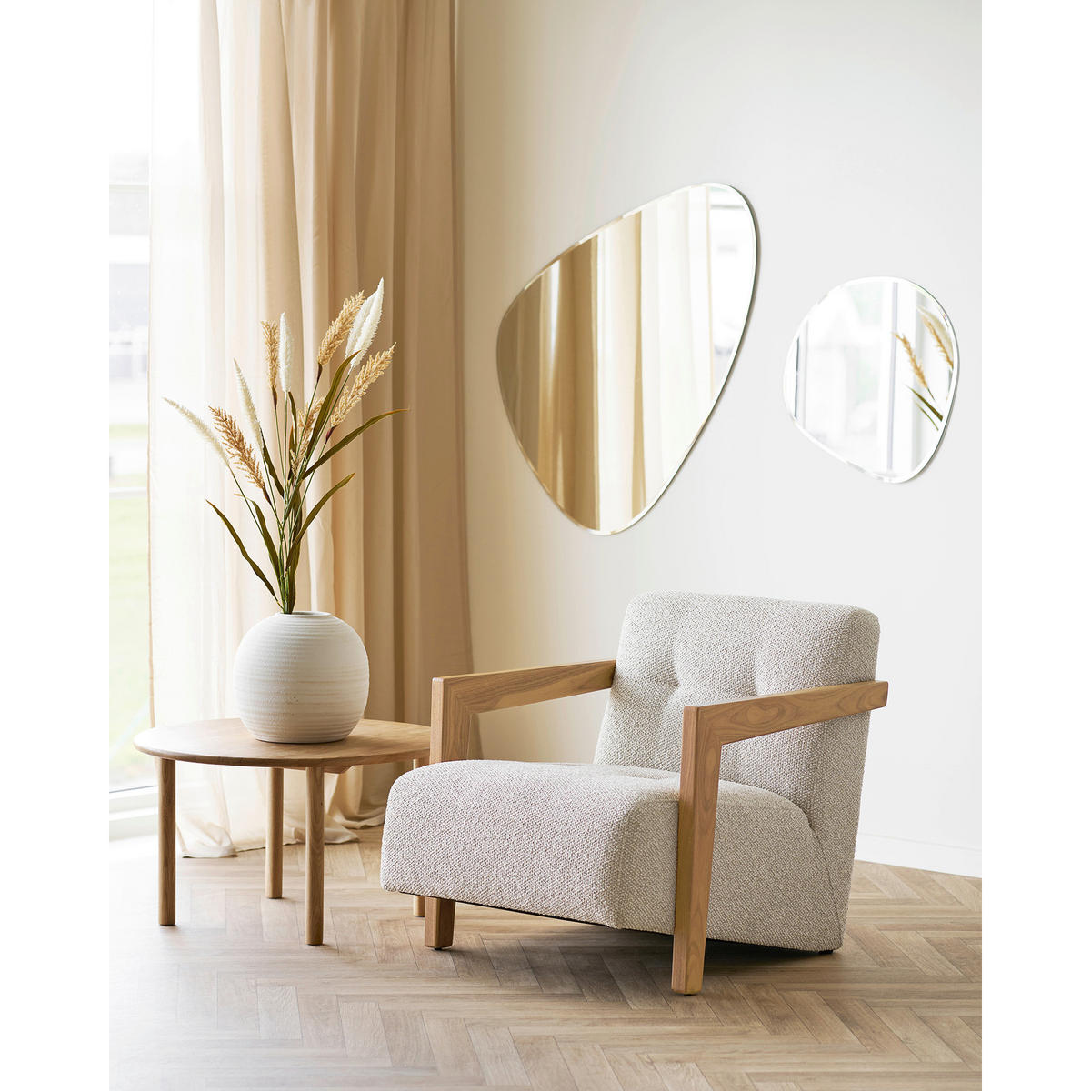 BEISTELLTISCH 70/70/40 cm Eiche massiv Eichefarben rund  - Eichefarben, Basics, Holz (70/70/40cm)
