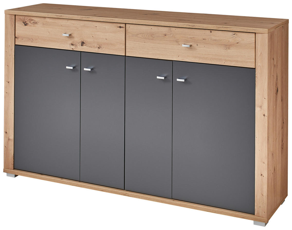 Ansamblu De Hol, 3 piese, 222/199/38 cm  - grafit/stejar Artisan, Design, material pe bază de lemn (222/199/38cm) - Xora