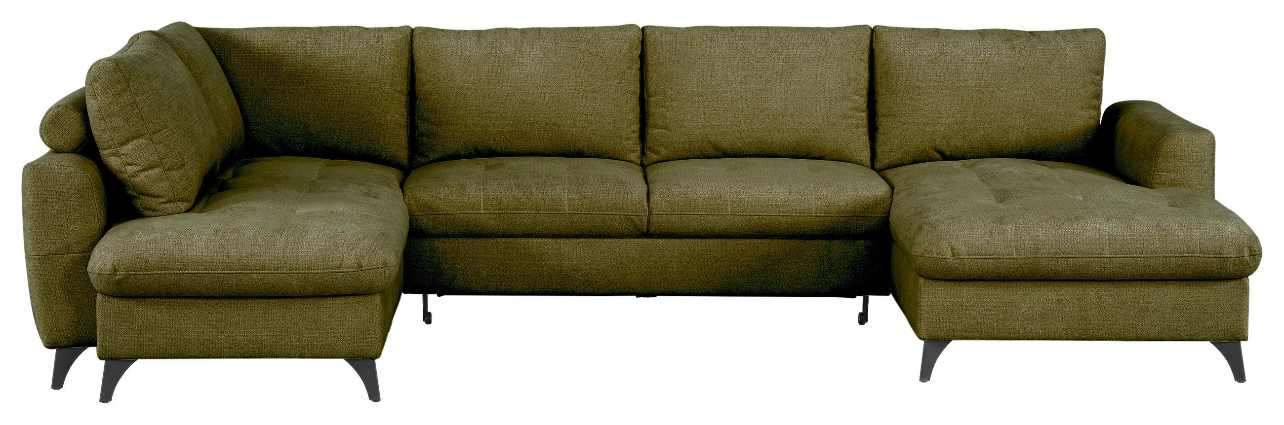 WOHNLANDSCHAFT Grün Chenille  - Schwarz/Grün, KONVENTIONELL, Textil/Metall (188/340/160cm) - Xora