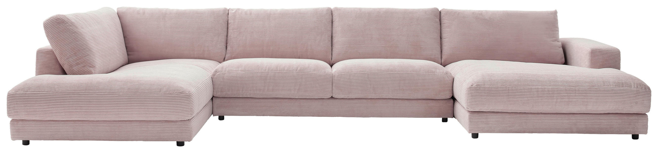 WOHNLANDSCHAFT Rosa Cord  - Schwarz/Rosa, Design, Kunststoff/Textil (224/425/190cm) - Hom`in