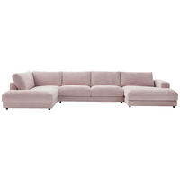 WOHNLANDSCHAFT Rosa Cord  - Schwarz/Rosa, Design, Kunststoff/Textil (224/425/190cm) - Hom`in