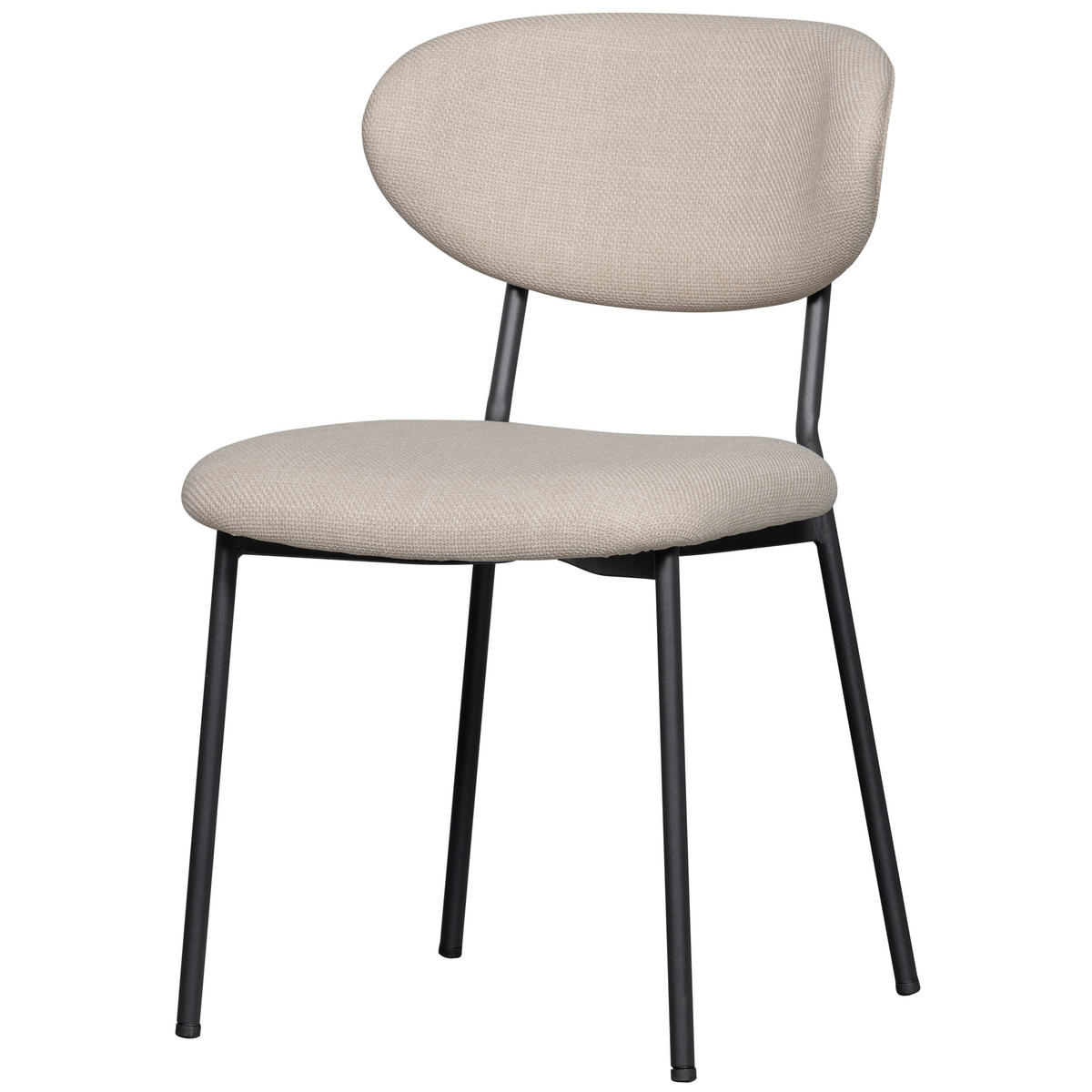 STUHL-SET 2 Stück  in Eisen Webstoff  - Schwarz/Naturfarben, MODERN, Textil/Metall (47/79/53cm) - Livetastic