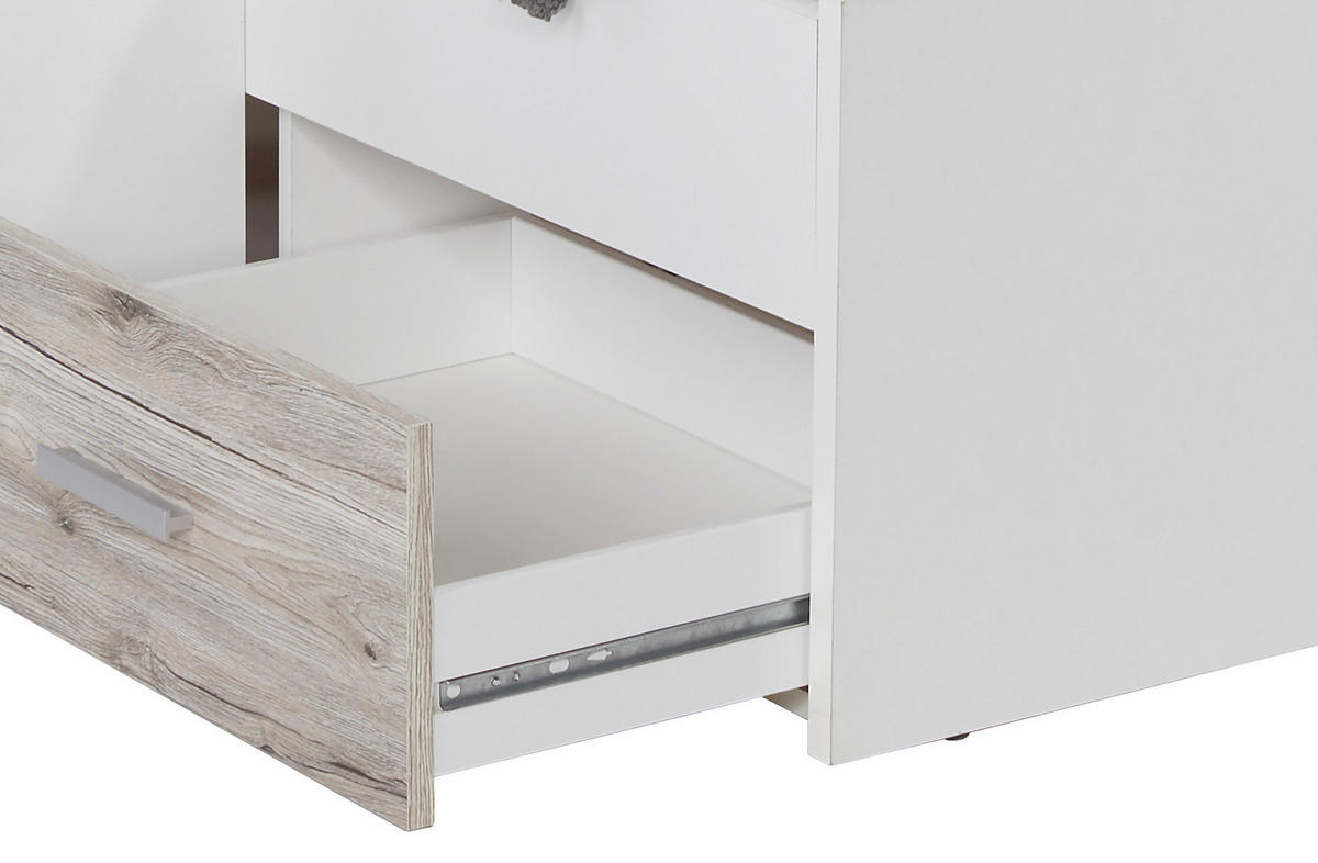 ETAGENBETT - Eichefarben/Weiß, KONVENTIONELL, Holzwerkstoff (90/200cm) - MID.YOU