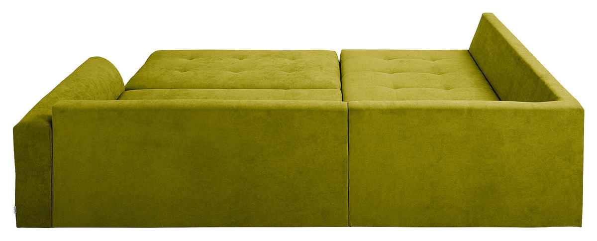 ECKSOFA inkl. Hocker Ariella Hellgrün Mikrofaser  - Naturfarben/Hellgrün, Design, Holz/Textil (161/231cm) - Livetastic