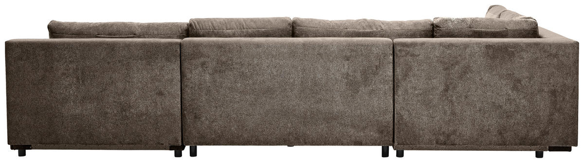 WOHNLANDSCHAFT in Velours Dunkelbraun  - Chromfarben/Dunkelbraun, KONVENTIONELL, Kunststoff/Textil (198/363/170cm) - Hom`in
