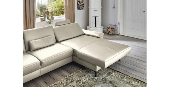 ECKSOFA  in Echtleder Ecru  334/176 cm  - Ecru/Schwarz, Design, Leder/Metall (334/176cm) - Dieter Knoll
