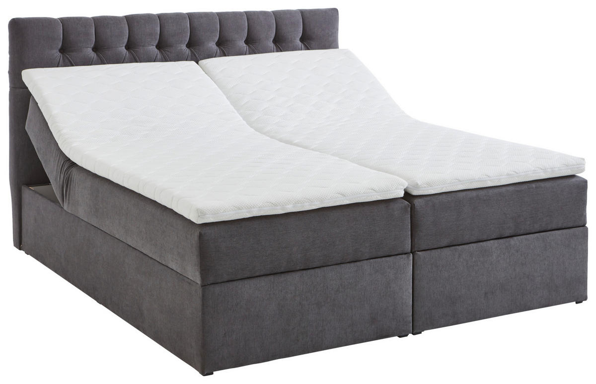 BOXBETT 180/200 cm  in Grau  - Schwarz/Grau, Modern, Kunststoff/Textil (180/200cm) - MID.YOU