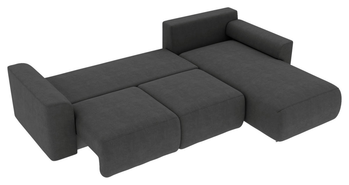 ECKSOFA in Velours Dunkelgrau  293/195 cm  - Chromfarben/Dunkelgrau, KONVENTIONELL, Kunststoff/Textil (293/195cm) - Carryhome