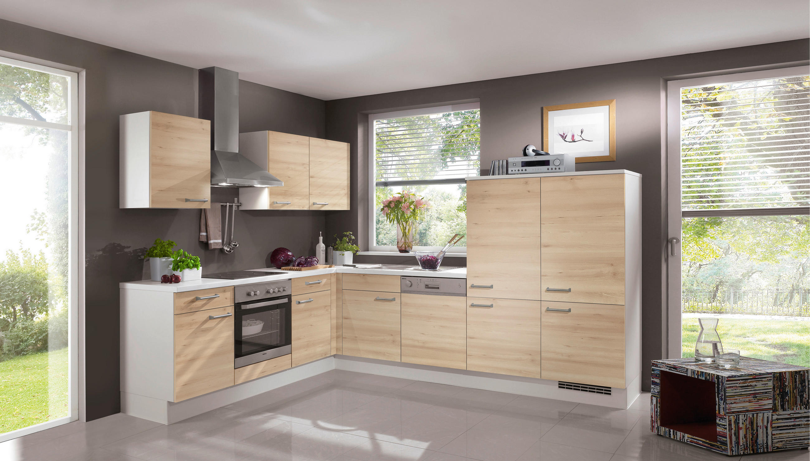 EINBAUKÜCHE   - Eiche San Remo, Design, Holzwerkstoff - Celina