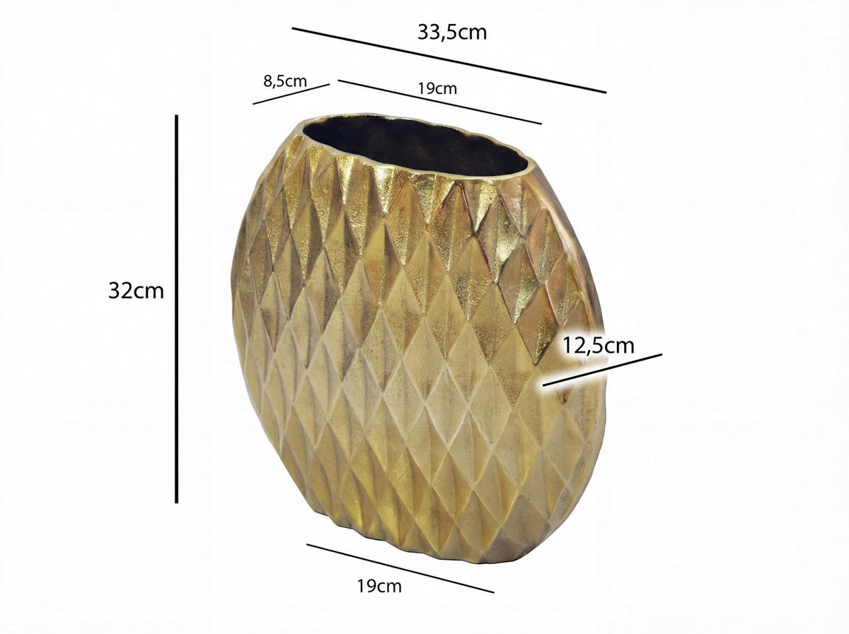 VASE 32 cm  - Goldfarben, Design, Metall (33,5/12,5/32cm) - Livetastic