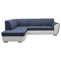 ECKSOFA in Velours Blau, Weiß  196/255 cm  - Blau/Silberfarben, Design, Kunststoff/Textil (196/255cm) - MID.YOU