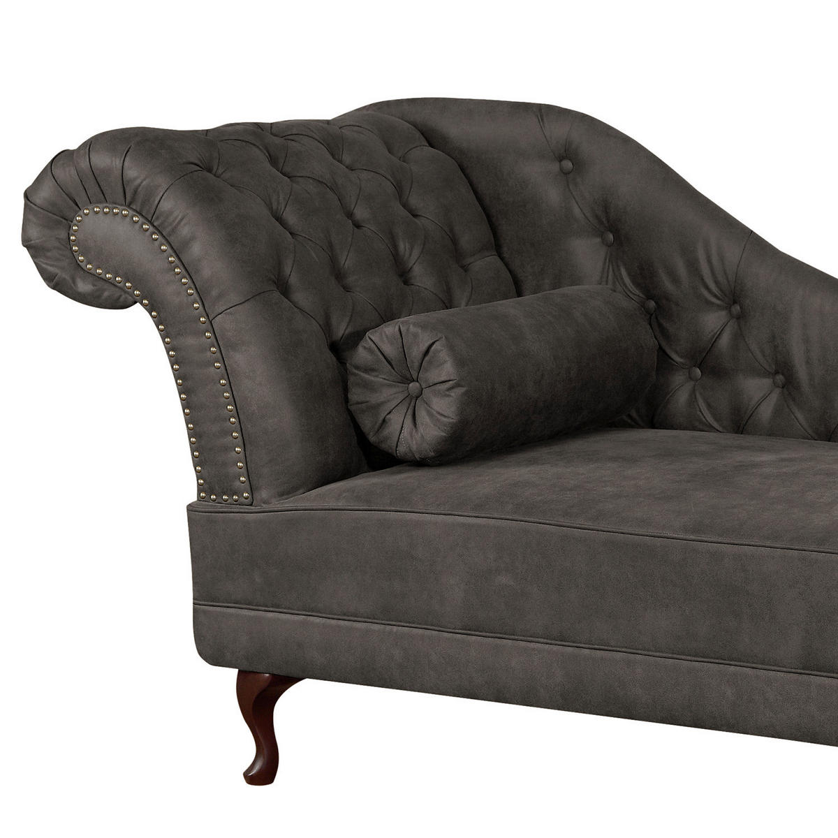 RÉCAMIERE Pako in Lederlook Grau  - Braun/Grau, Design, Holz/Textil (185/93/75cm) - Livetastic