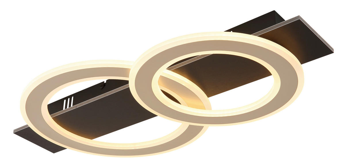 LED-DECKENLEUCHTE    63/35/7 cm  - Champagner/Dunkelbraun, Design, Holzwerkstoff/Kunststoff (63/35/7cm) - Globo