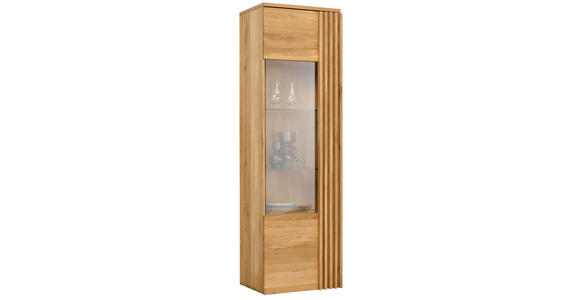 VITRINE  in massiv Eiche Eichefarben  - Eichefarben, Natur, Glas/Holz (59.6/200/44cm) - Linea Natura