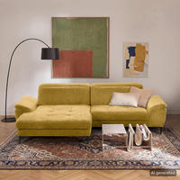 ECKSOFA  Webstoff Senfgelb  - Senfgelb/Schwarz, Design, Textil/Metall (195/268cm) - Livetastic