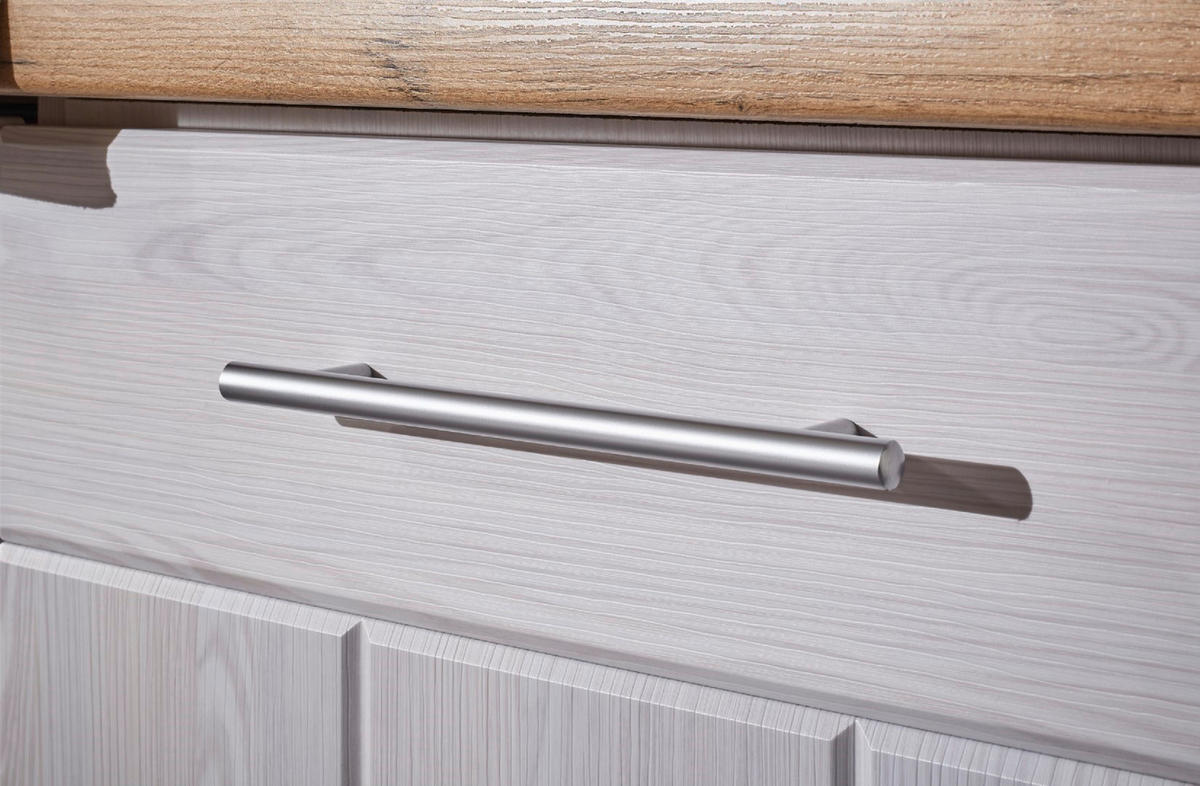 ECKKÜCHE 310/172 cm  in Weiß, Lärchefarben  - Wildeiche/Edelstahlfarben, LIFESTYLE, Holzwerkstoff/Metall (310/172cm) - Respekta