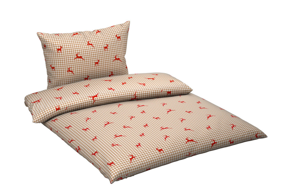 BETTWÄSCHE TANJA Satin 140/200 cm  - Beige/Rot, KONVENTIONELL, Textil (140/200cm) - Esposa