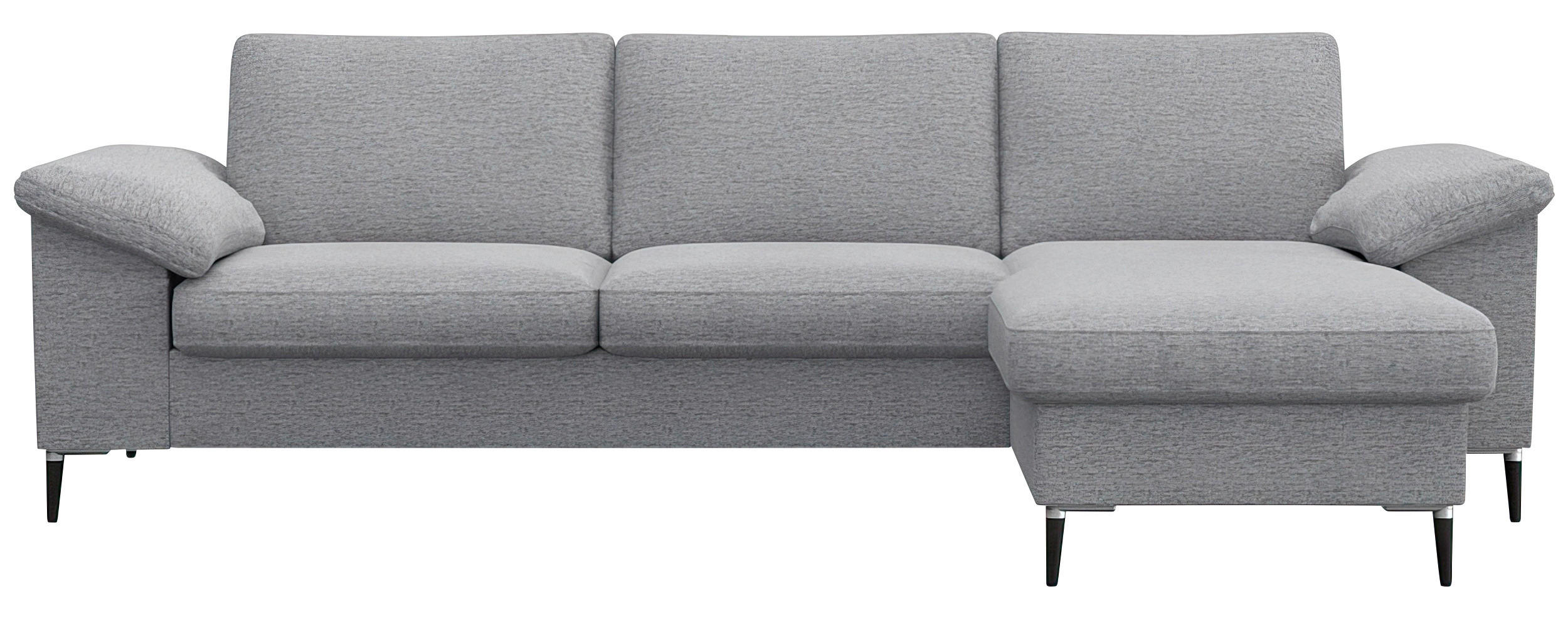 ECKSOFA Hellgrau Flachgewebe  - Hellgrau/Schwarz, Design, Textil/Metall (242/159cm) - Livetastic