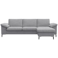 ECKSOFA Hellgrau Flachgewebe  - Hellgrau/Schwarz, Design, Textil/Metall (242/159cm) - Livetastic