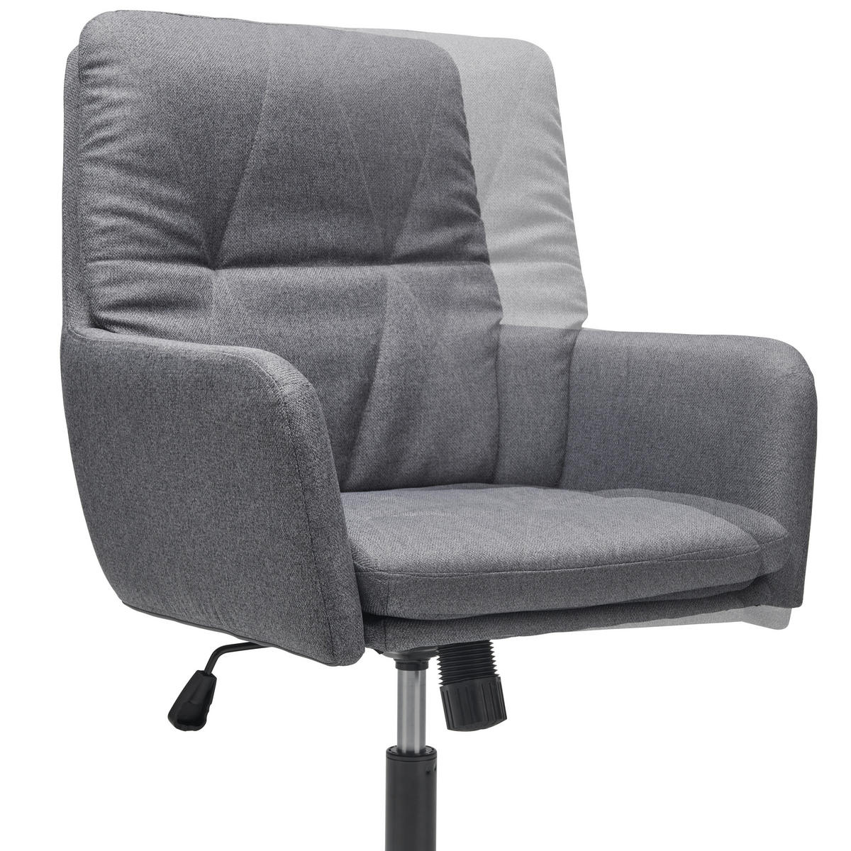 DREHSTUHL Webstoff Grau, Schwarz  - Schwarz/Grau, Design, Textil/Metall (61/92-102/65cm) - Livetastic