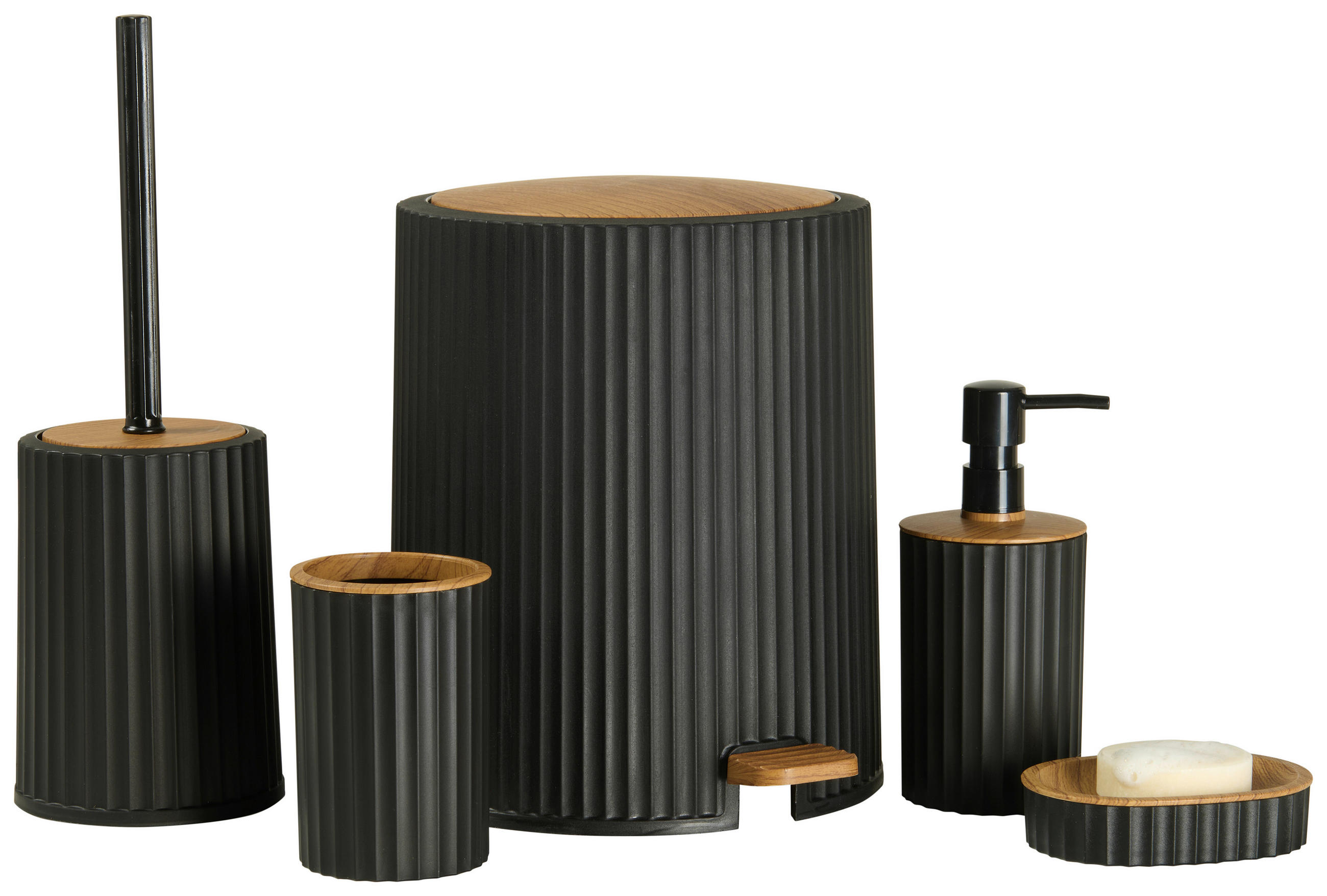 BAD-ACCESSOIRE-SET - Schwarz/Braun, Kunststoff - Dieter Knoll