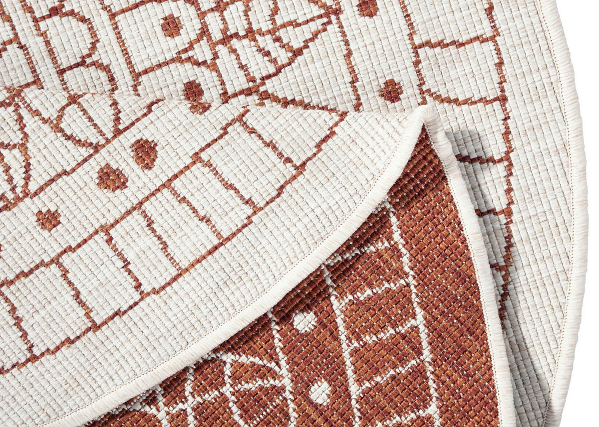 OUTDOORTEPPICH 140 cm Twin Creme, Terracotta  - Terracotta/Creme, Design, Kunststoff (140cm)