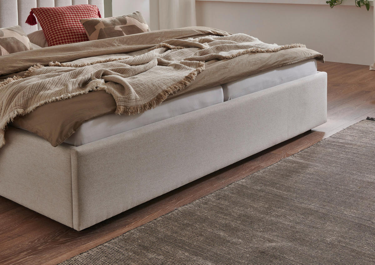 POLSTERBETT 180/200 cm  in Beige  - Beige/Schwarz, Design, Holz/Textil (180/200cm) - Boxxx