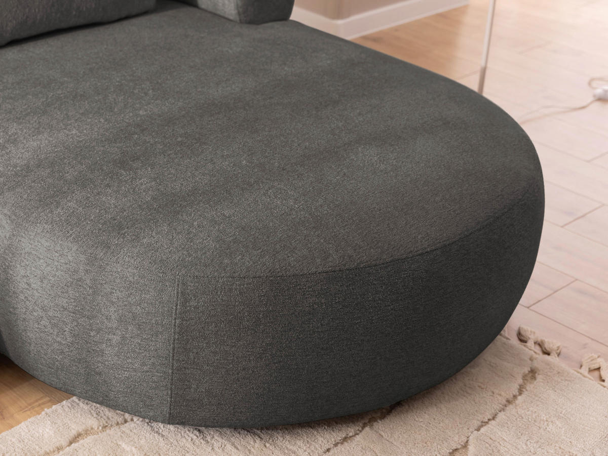 ECKSOFA in Chenille Anthrazit  - Anthrazit/Schwarz, Design, Kunststoff/Textil (256/156cm) - Livetastic