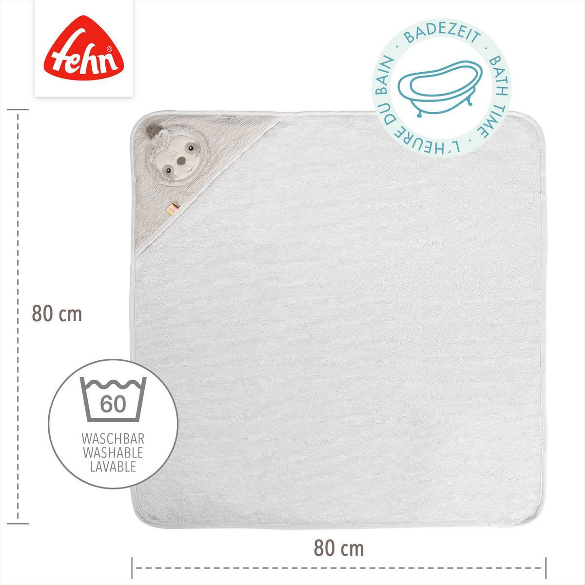 KAPUZENBADETUCH    - Hellgrau, Basics, Textil (80/80/0,7cm) - Fehn