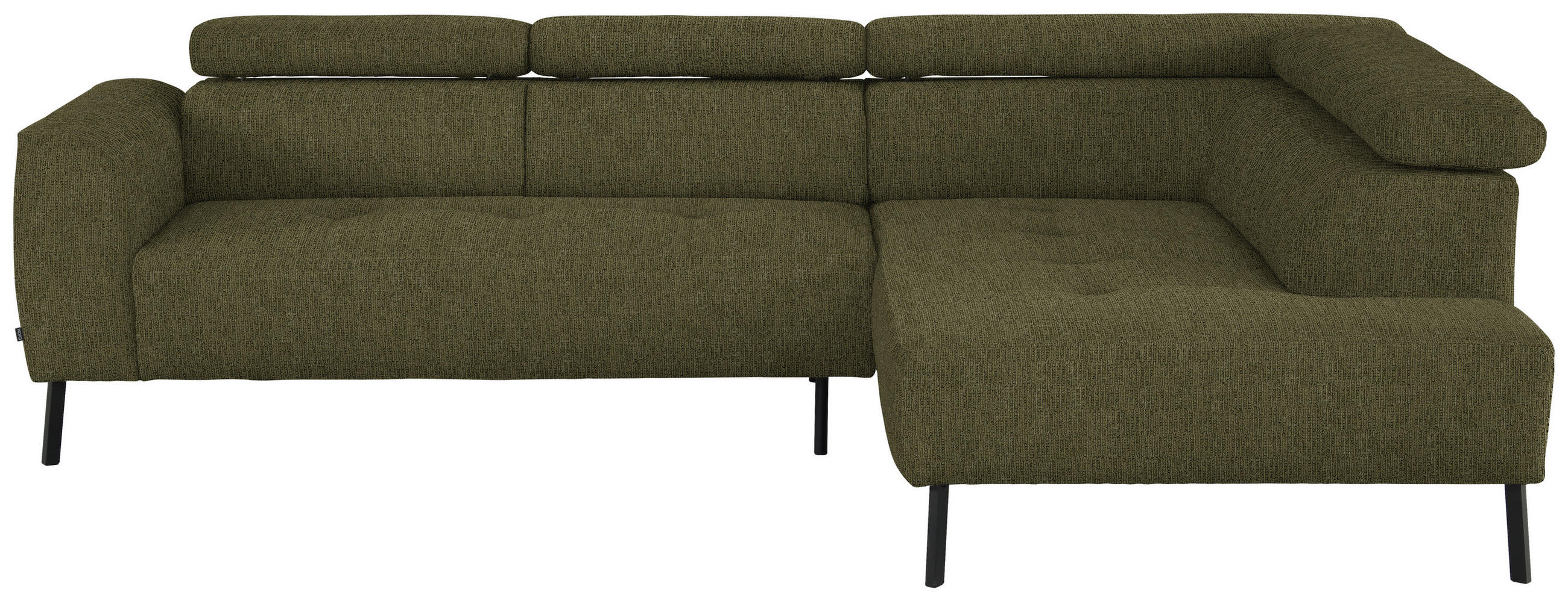 ECKSOFA in Webstoff Olivgrün  - Schwarz/Olivgrün, Design, Textil/Metall (280/205cm) - MID.YOU