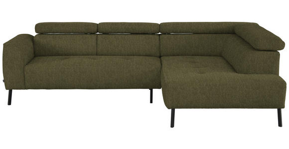 ECKSOFA in Webstoff Olivgrün 280/205 cm - Schwarz/Olivgrün, Design, Textil/Metall (280/205cm) - Xora