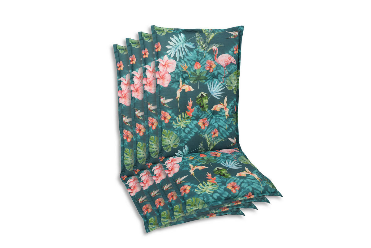 SESSELAUFLAGENSET Flamingo  - Blau/Rosa, Basics, Textil (50/7/110cm)