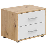 Noptieră, alb, stejar Artisan, gri-alb - argintiu/alb, Basics, plastic/material pe bază de lemn (50/38/35cm)