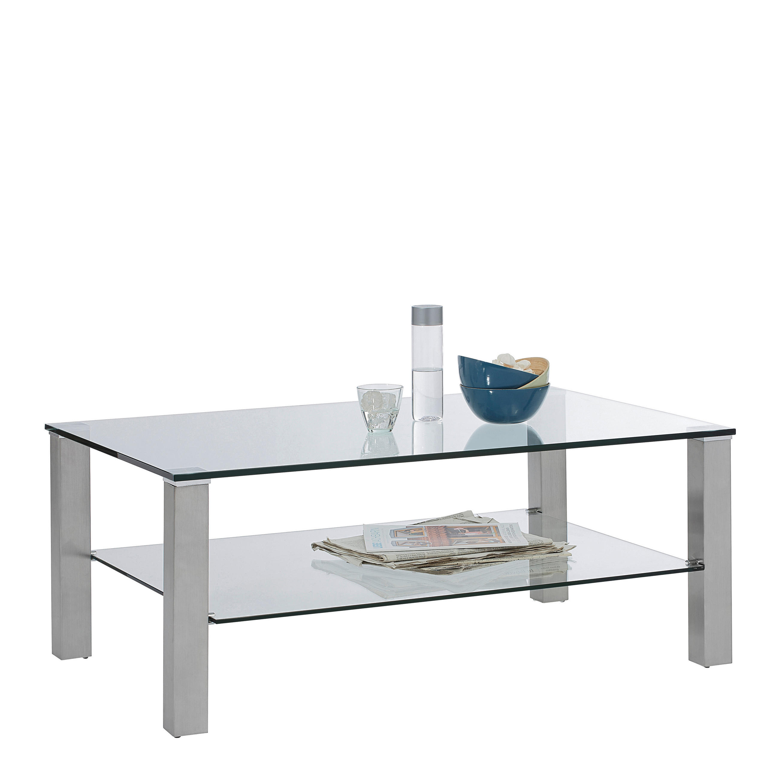 Novel Couchtisch Klar, Edelstahl 70x43x110 cm