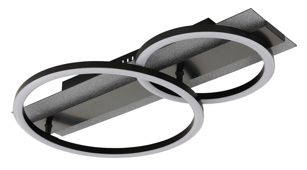 LED-DECKENLEUCHTE 48,2/30/8,8 cm   - Silberfarben/Schwarzchrom, Design, Kunststoff/Metall (48,2/30/8,8cm) - Globo