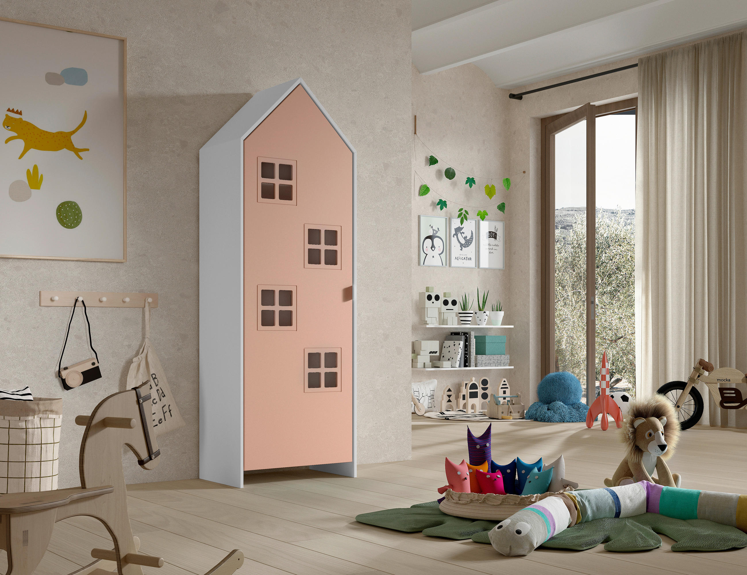  KINDERKLEIDERSCHRANK Weiß, Pink  - Pink/Weiß, MODERN, Holzwerkstoff/Metall (57,6/171,3/37cm) - MID.YOU