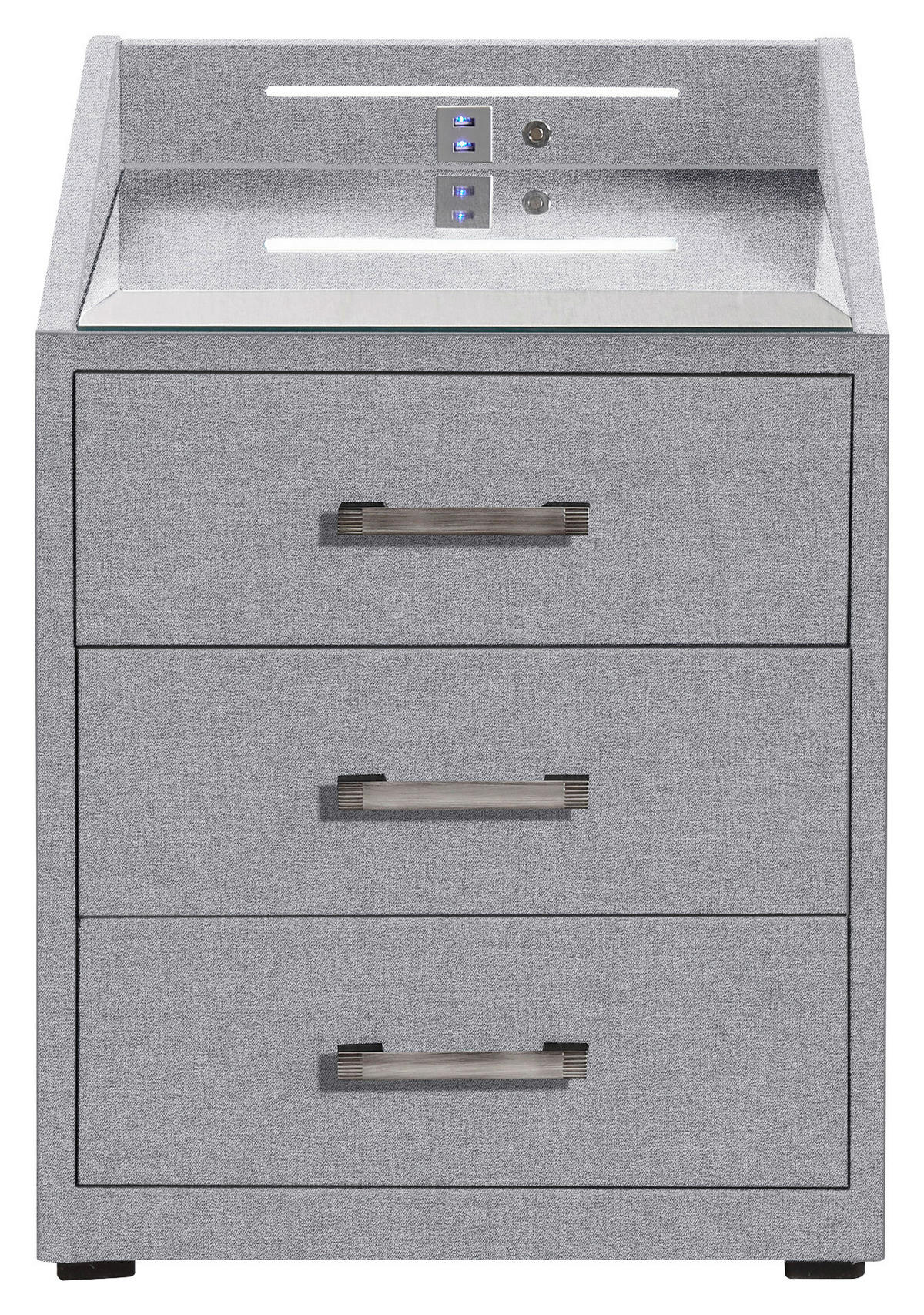 NOĆNI ORMARIĆ     - srebrne boje/siva, Basics, drvni materijal/tekstil (47/61/46cm) - MID.YOU