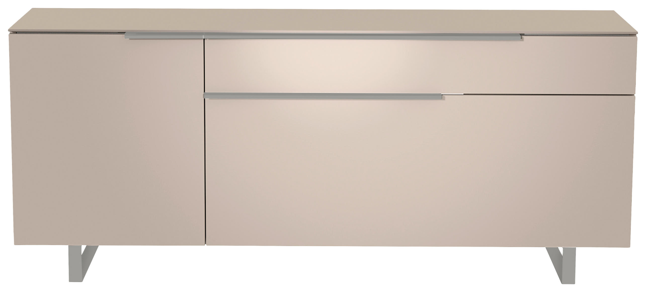 LOWBOARD in 160/66/45 cm - Sandfarben/Alufarben, Design, Glas/Holzwerkstoff (160/66/45cm) - Moderano