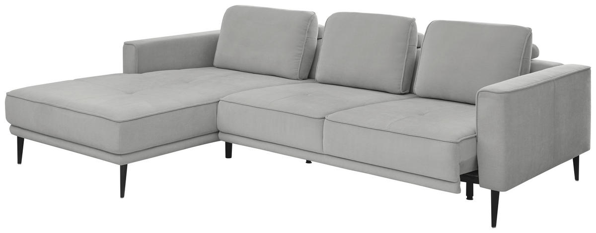 ECKSOFA Grau Flachgewebe  - Schwarz/Grau, KONVENTIONELL, Textil/Metall (193/279cm) - SetOne by Musterring