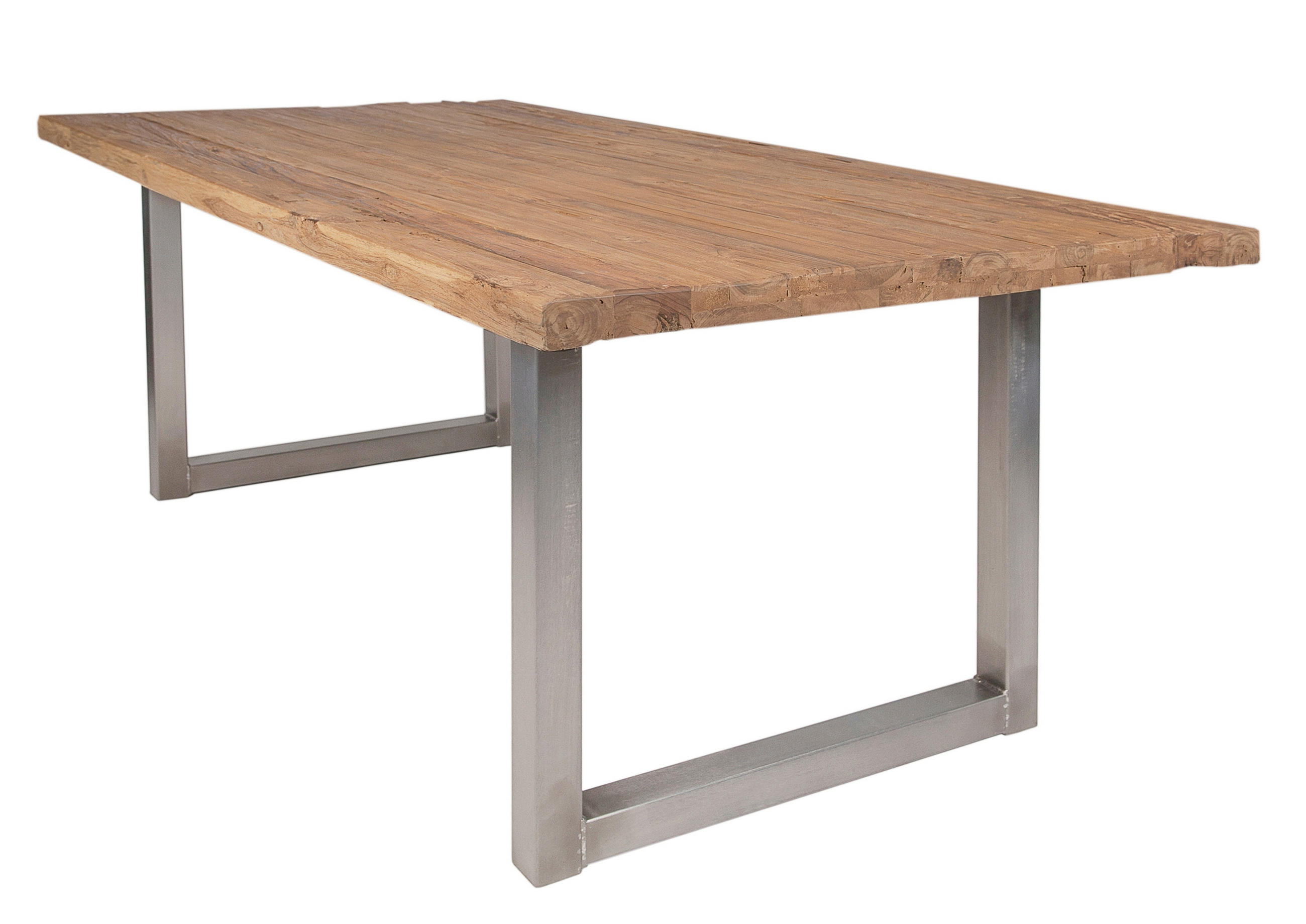 ESSTISCH 220/100/76 cm Echtholz  Holz, Metall rechteckig Naturfarben, Silberfarben  - Silberfarben/Naturfarben, MODERN, Holz/Metall (220/100/76cm) - MID.YOU