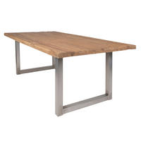 ESSTISCH 180/100/76 cm Echtholz  Holz, Metall rechteckig Naturfarben, Silberfarben  - Silberfarben/Naturfarben, MODERN, Holz/Metall (180/100/76cm) - MID.YOU